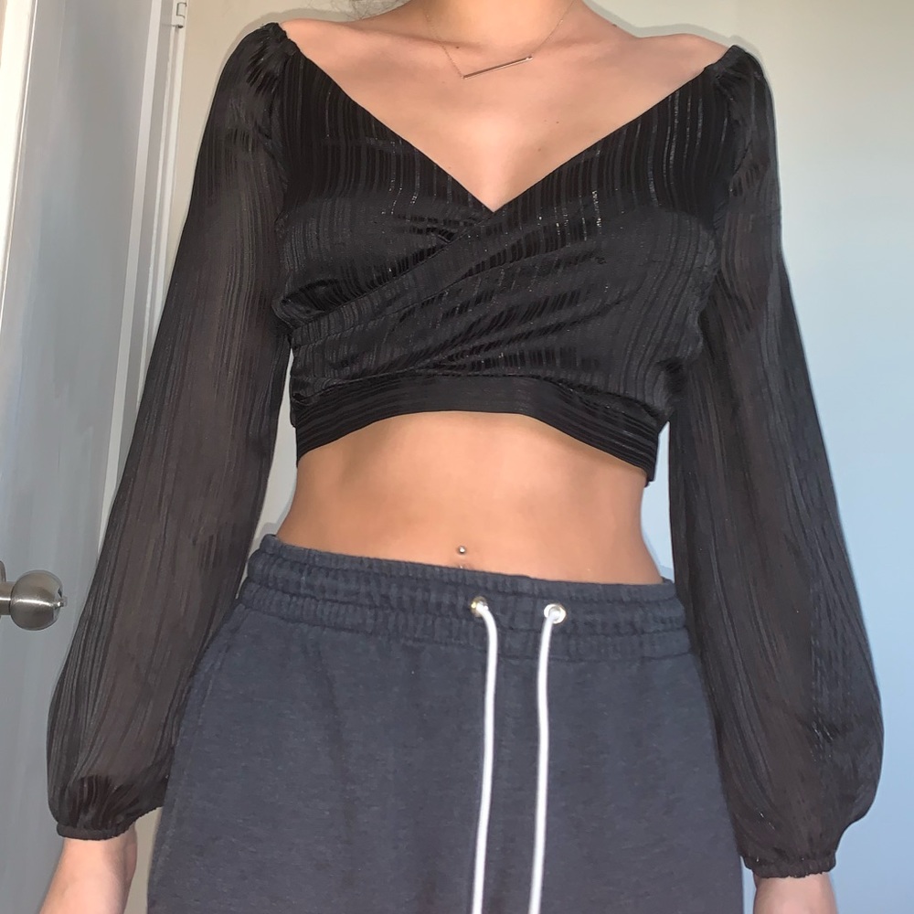 Sparkly Black Cropped Top